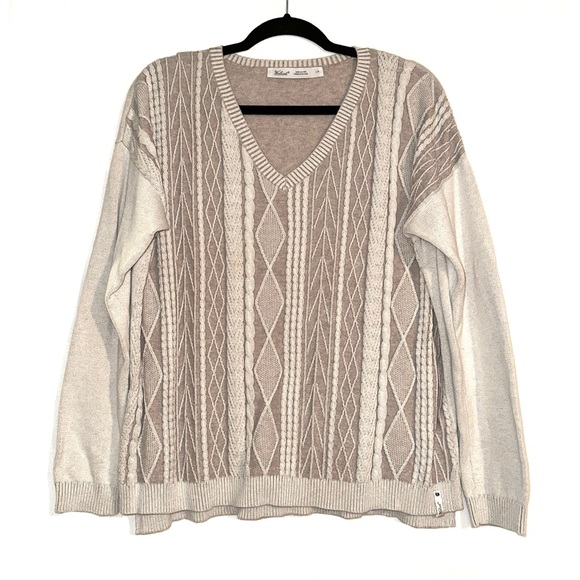 Woolrich V-Neck Cable knit Long Sleeve Sweater LARGE - Picture 1 of 7